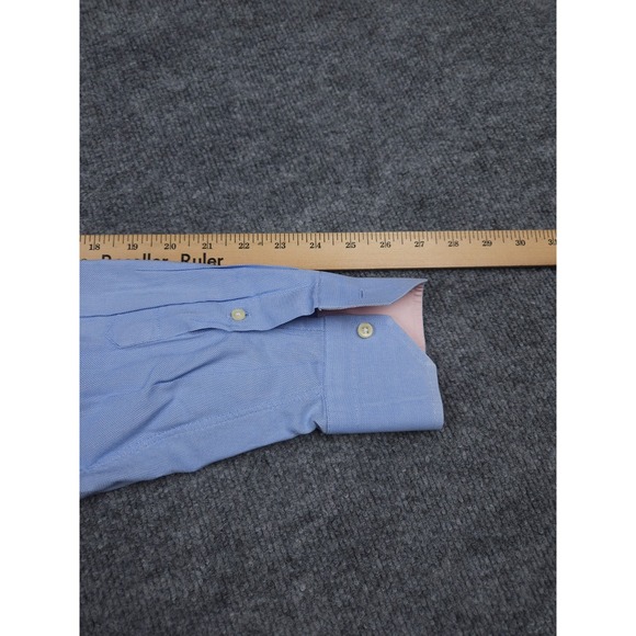 Duncan Quinn Dress Shirt Size 16.5 Blue French Cuff Cotton Flip Cuff - Picture 11 of 12